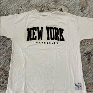 Zara Cream Graphic Tee with Black Text